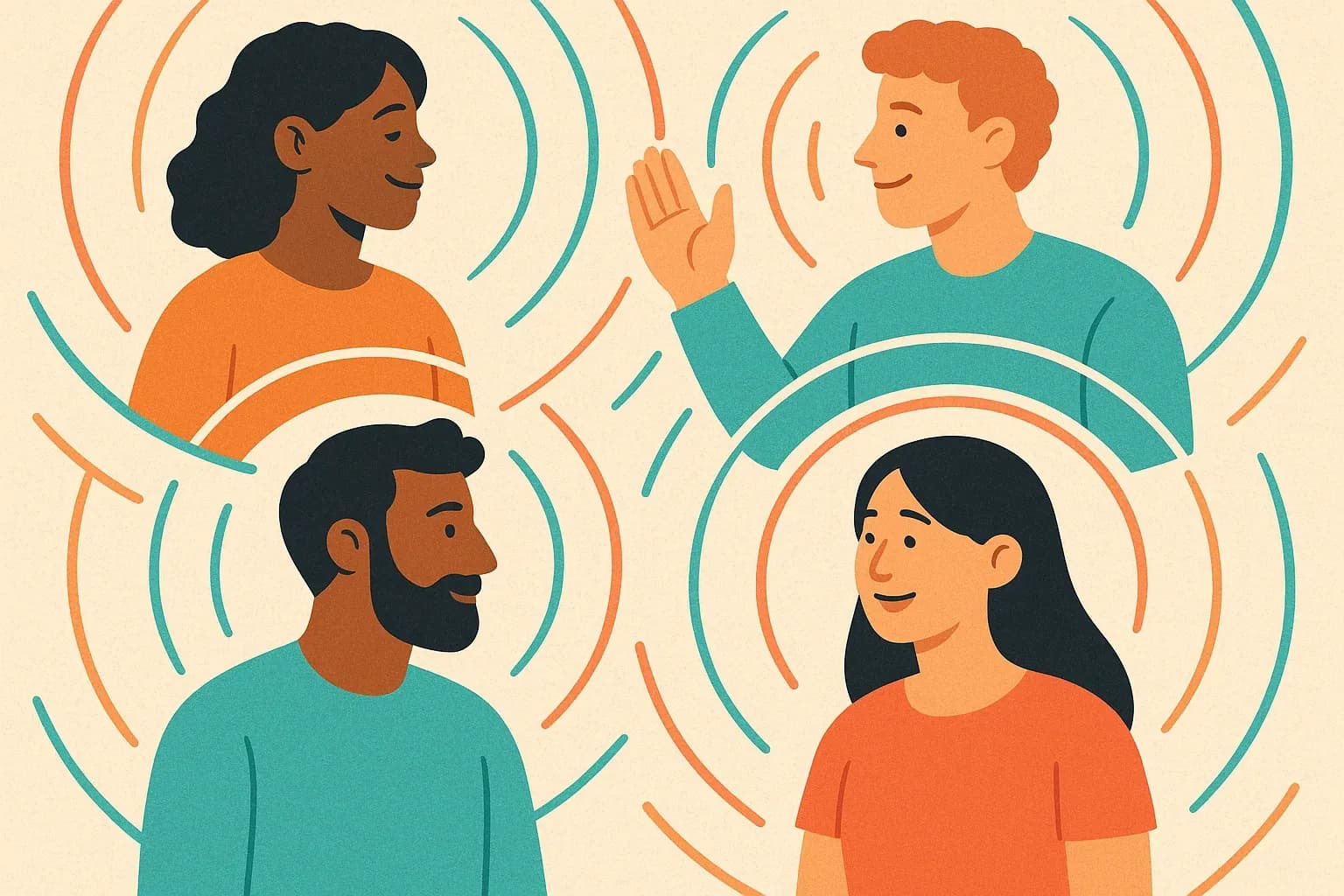 Local community connected through morning radio content with diverse listeners engaged by radio waves and broadcast signals