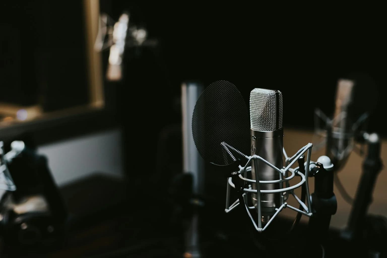 Professional condenser microphone in a broadcast studio — radio promotion and advertising revenue strategies