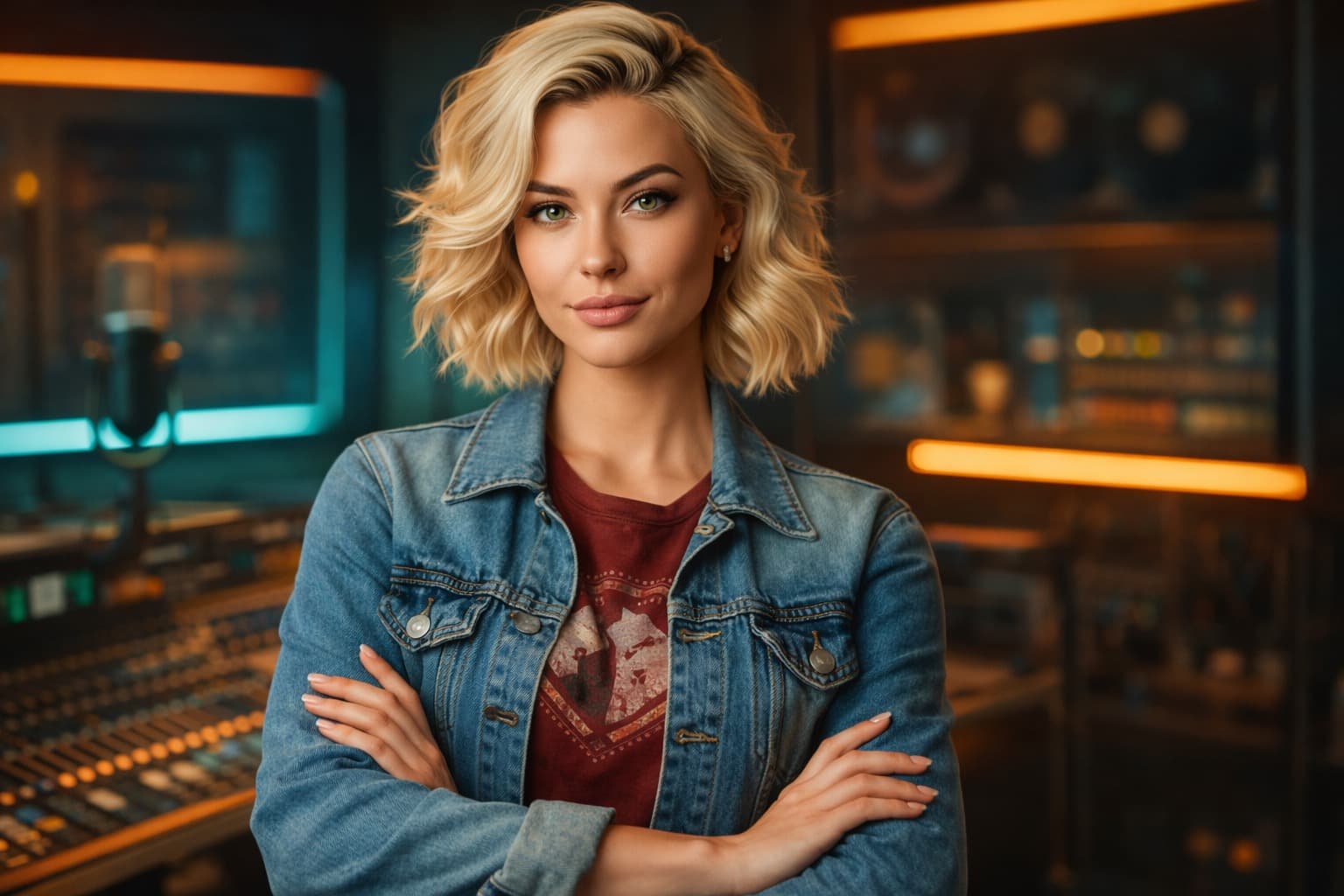 Ava Hart in radio studio presenting RCP format kit selection for show prep